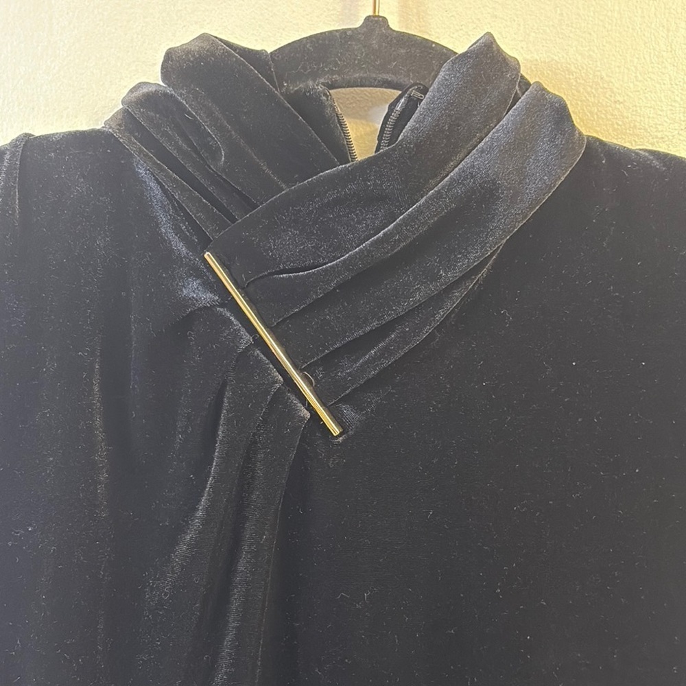 Calvin Klein Black Velvet Midi Dress XS - Picture 3 of 7